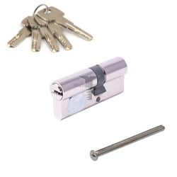 Картинка Цилиндр латунный для замка ключ/ключ 70мм (30+40) цвет: никель  купить 